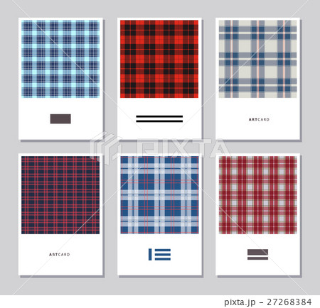 Vector set of artistic abstract cards with tartan 27268384