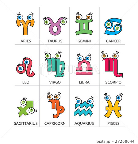 Cartoon horoscope symbols with eyes 27268644