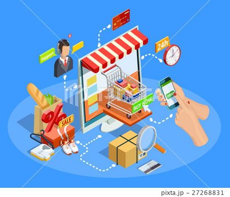Shopping E Commerce Concept Isometric Posterのイラスト素材 Shopping E Commerce Concept Isometric Posterのイラスト素材