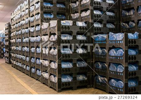Many crates with bottles. Many crates with bottles. 27269324