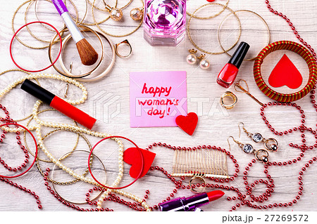 Happy Women's Day pink card. Happy Women's Day pink card. 27269572