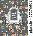 Hand drawn childish postcard with spaceship in 27270601