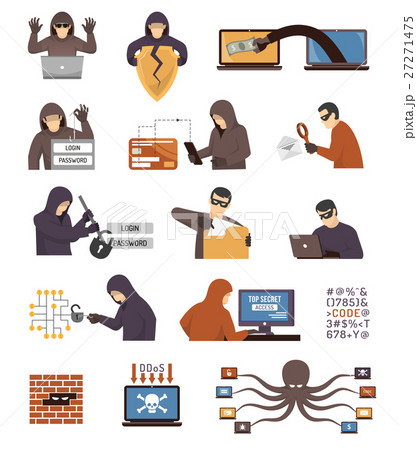 Internet Security Hackers Flat Icons Set Internet Security Hackers Flat Icons Set 27271475