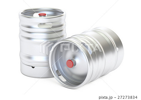 Beer metallic kegs closeup, 3D rendering 27273834