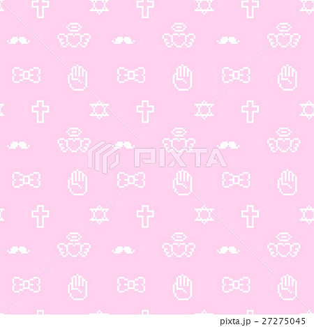 8bitなゆめかわいいドット絵シームレスパターン ピンク ベクター のイラスト素材 27275045 Pixta