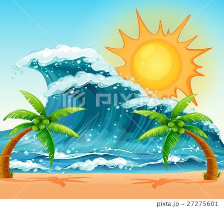 Scene with giant waves at daytime 27275601