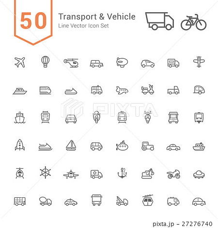 Transport & Vehicle Icon Set. 50 Line Vector Icons 27276740
