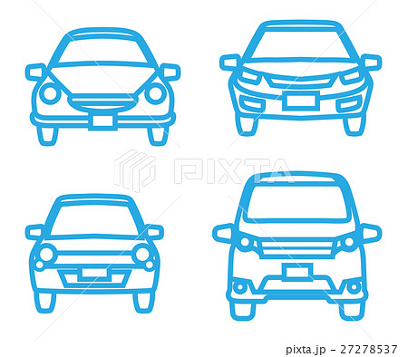 車 正面 アイコンセット 四種 白バックのイラスト素材