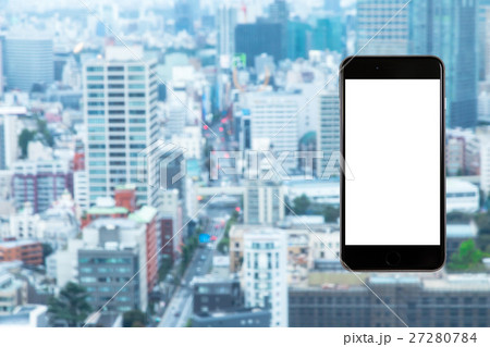 スマホ 携帯電話 スマートフォン 都市風景 東京 不動産イメージ スマホ 携帯電話 スマートフォン 都市風景 東京 不動産イメージ 27280784