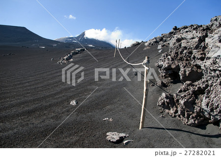 View from mount Etna with sea and towns beneath 27282021
