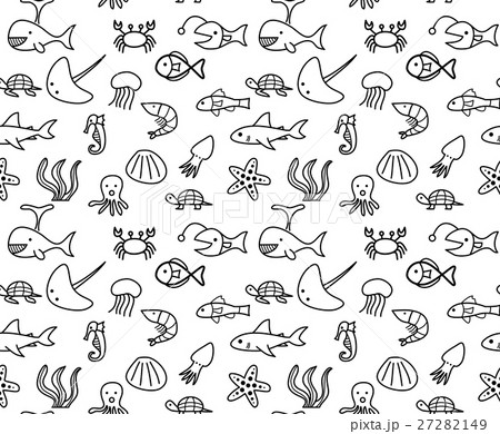 Seamless Sea animal life in ocean pattern, vector 27282149