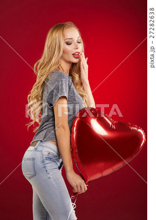 Beauty smile woman with balloon Beauty smile woman with balloon 27282638