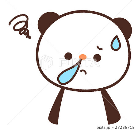 かわいいパンダのキャラクター 鼻水が出るイメージ 背景透過 白背景 ベクター 花粉症のイラスト素材