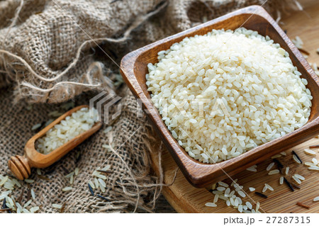 Bowl full of white rice close up. 27287315