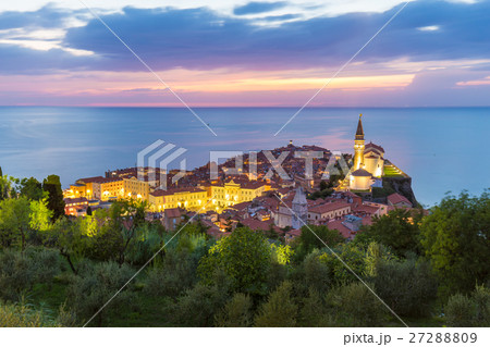 Romantic colorful sunset over picturesque old town 27288809