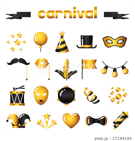 Set of carnival gold icons and objects 27289184