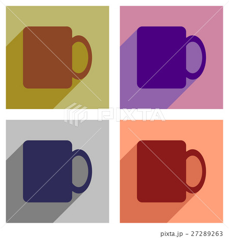 Set of flat icons with long coffee cups Set of flat icons with long coffee cups 27289263