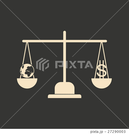 Flat in black white Earth and dollar on scales Flat in black white Earth and dollar on scales 27290003