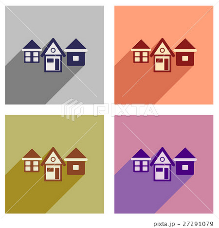 Set of flat icons with long shadow houseのイラスト素材 [27291079] - PIXTA