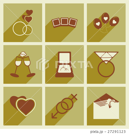 Set of flat icons with long shadow wedding  27291123