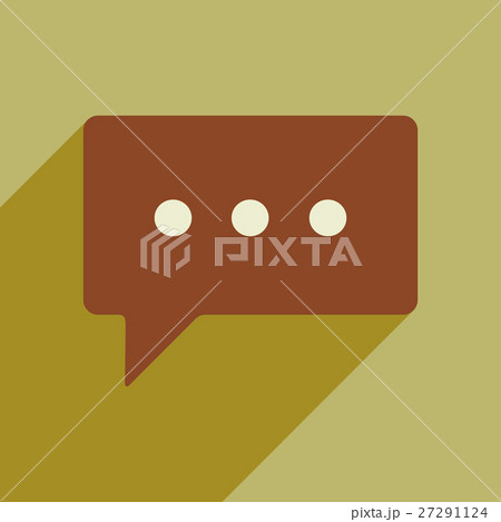 Flat style icon with long shadow thinking cloud Flat style icon with long shadow thinking cloud 27291124