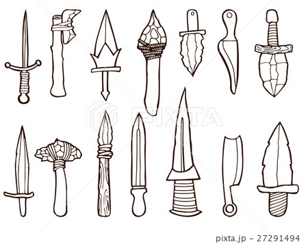 Set of ancient weapons. 27291494