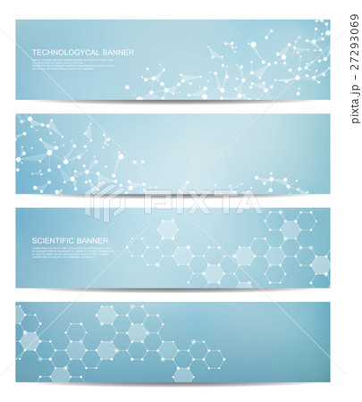 Set of modern scientific banners. Molecule 27293069