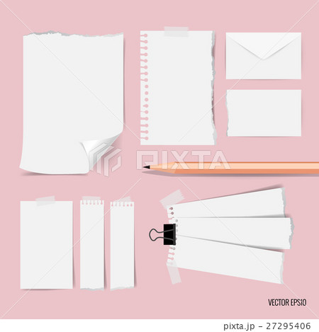 Blank white paper, note paper, envelope. Vector illustration 27295406