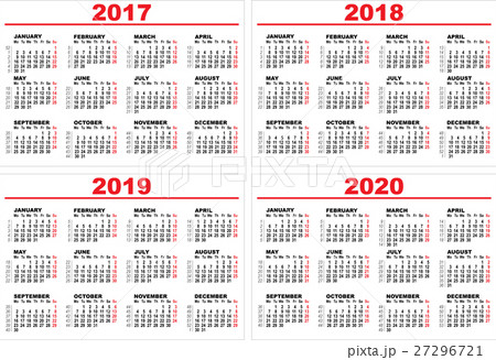 Set Grid Wall Calendar For 17 18 19 のイラスト素材