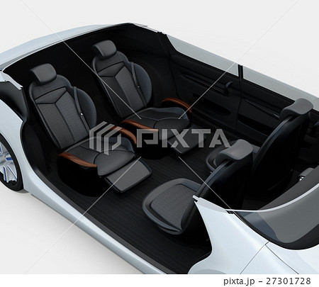自動運転車のシートレイアウトカットモデルイメージのイラスト素材