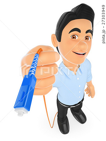 3D Information technician connecting optical fiber 3D Information technician connecting optical fiber 27303949