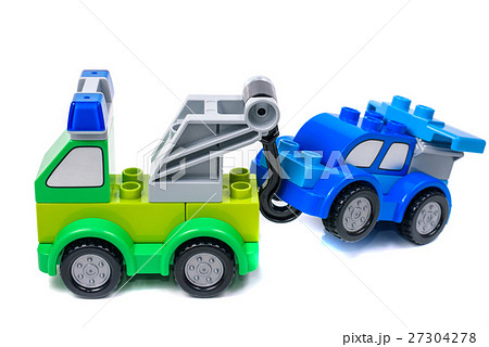 Broken down car being towed 3D illustration. Broken down car being towed 3D illustration. 27304278