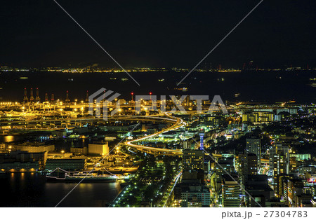 夜の都市の空撮 27304783