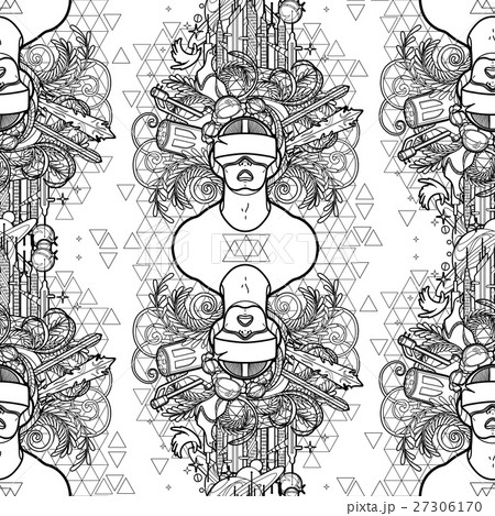 Graphic man wearing virtual reality headset Graphic man wearing virtual reality headset 27306170