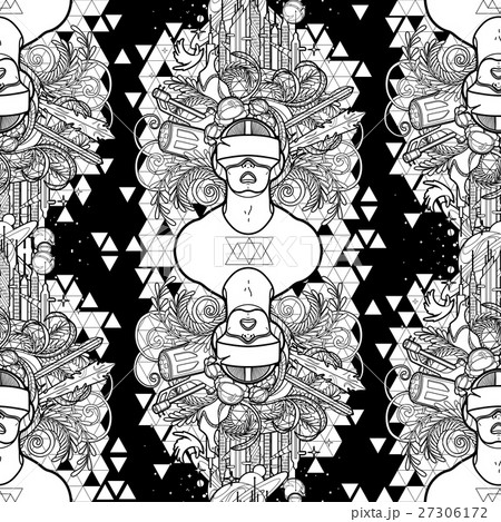 Graphic man wearing virtual reality headset Graphic man wearing virtual reality headset 27306172