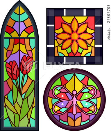 Stained Glass Floral Butterfly Designs 27307703