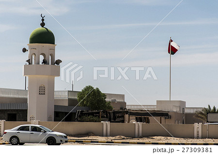 Mosque tower ubar Dhofar Oman flag salalah Mosque tower ubar Dhofar Oman flag salalah 27309381