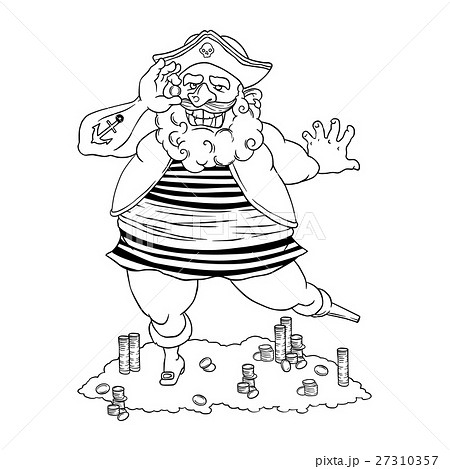 Happy tattooed pirate with a prosthetic device 27310357