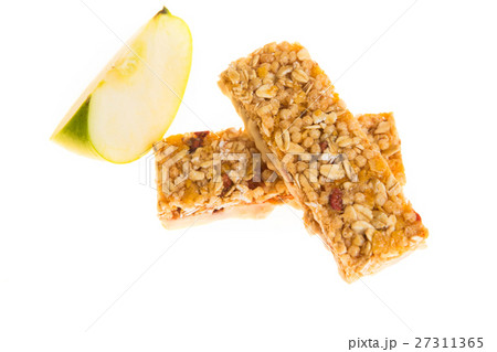 muesli bars fruit  isolated background with apple 27311365