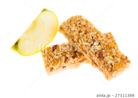 muesli bars fruit  isolated background with apple 27311366
