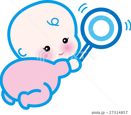 赤ちゃん　はいはい　かわいい　ピンク　青丸 27314857