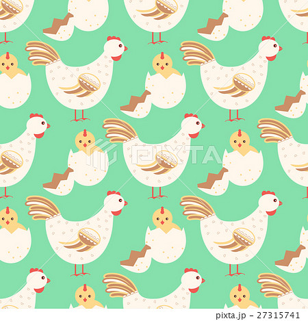 hen and baby chicken seamless pattern 27315741