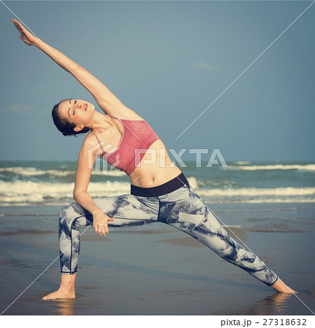 Yoga Exercise Stretching Meditation Concentration Summer Concept 27318632