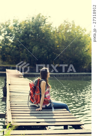 Backpacker Casual Travel Tourist Carefree Nature Concept Backpacker Casual Travel Tourist Carefree Nature Concept 27318912