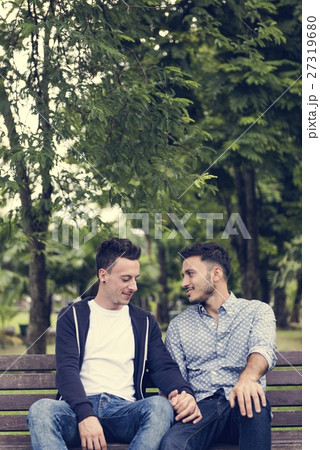 Gay Couple Love Outdoors Concept Gay Couple Love Outdoors Concept 27319680