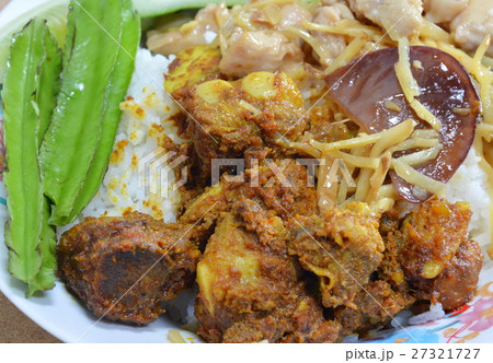 spicy pork rib and stir-fried chicken with ginger spicy pork rib and stir-fried chicken with ginger 27321727