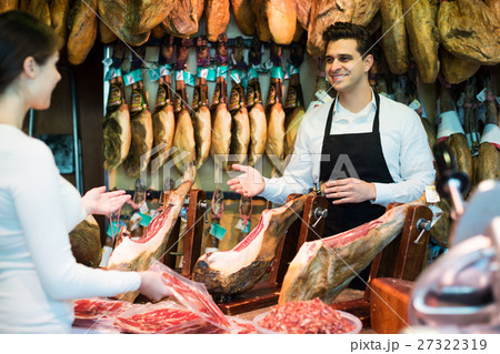 Brunette choosing iberico and serrano 27322319