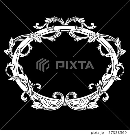 Vintage baroque frame engraving scroll ornament 27328569