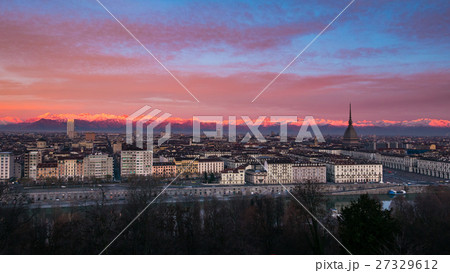 Torino (Turin, Italy): expansive cityscape at dusk 27329612