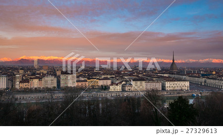 Torino (Turin, Italy): expansive cityscape at dusk 27329613
